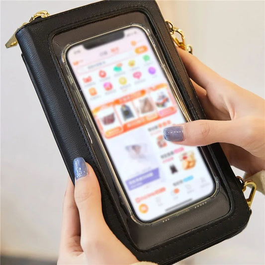 Women Handbag Transparent Touch Screen Phone Crossbody Bag