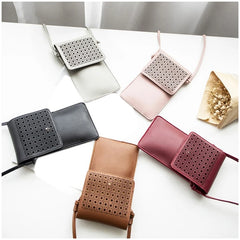 Small Women Handbag Transparent Phone Bag PU Leather Messenger Bags