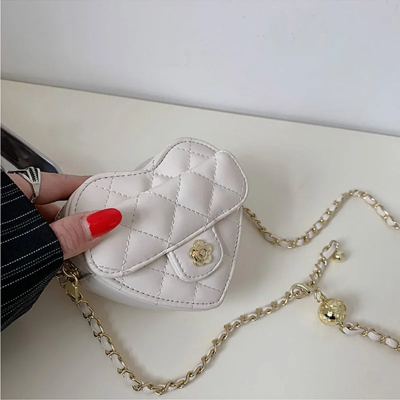 Small Women Heart Shoulder Bag Mini PU Leather Crossbody Bags Handbag