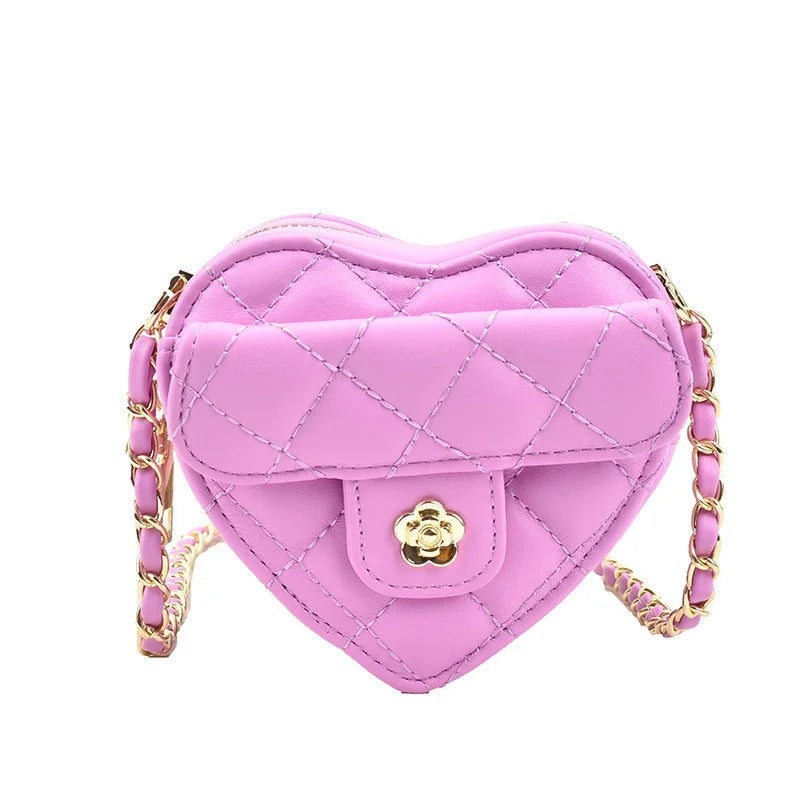 Small Women Heart Shoulder Bag Mini PU Leather Crossbody Bags Handbag