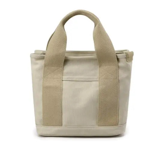 Small Canvas Tote Bag Zipper Shoulder Handbag