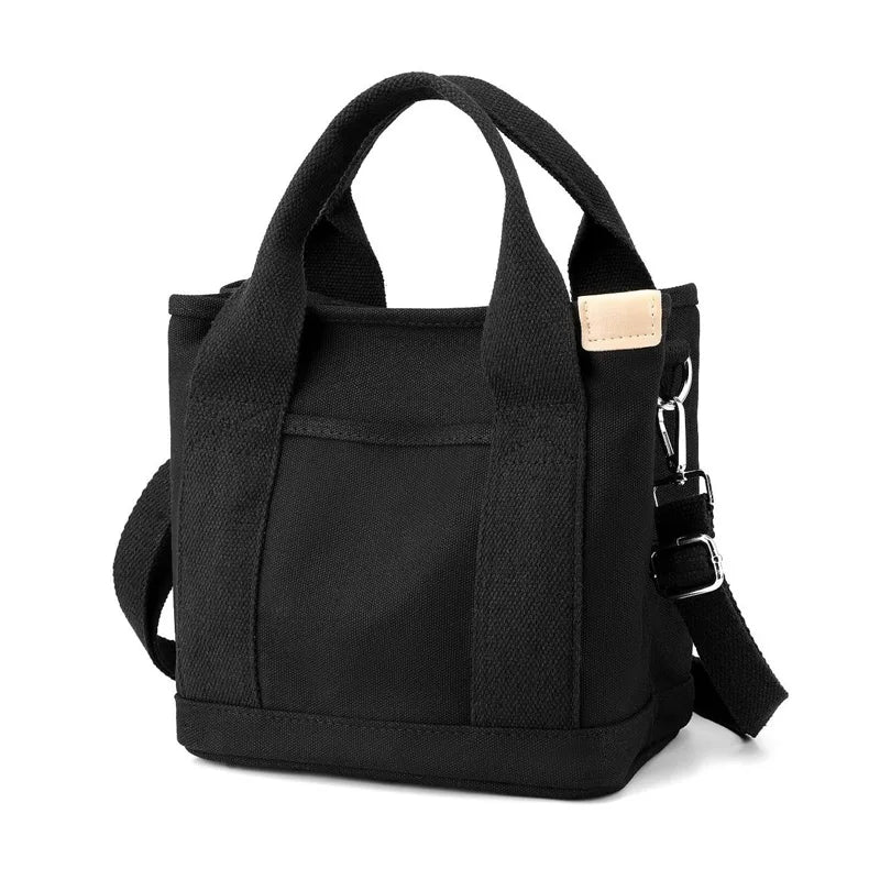 Small Canvas Tote Bag Zipper Shoulder Handbag
