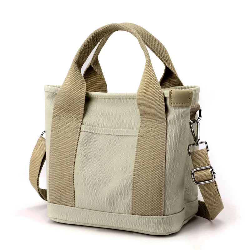 Small Canvas Tote Bag Zipper Shoulder Handbag