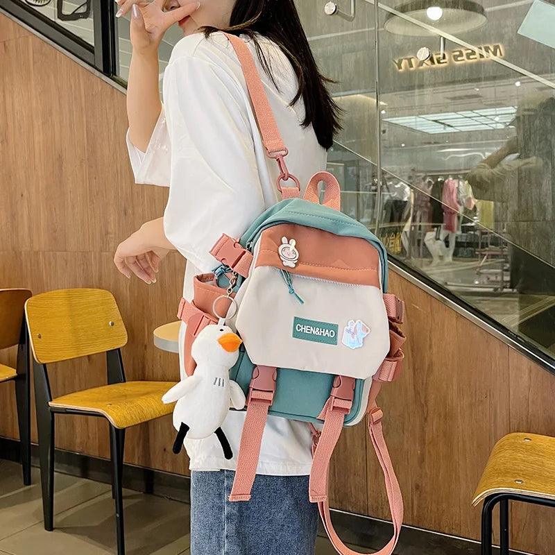 Mini Girls' School Backpack Waterproof Nylon Fabric Casual Girl Schoolbag