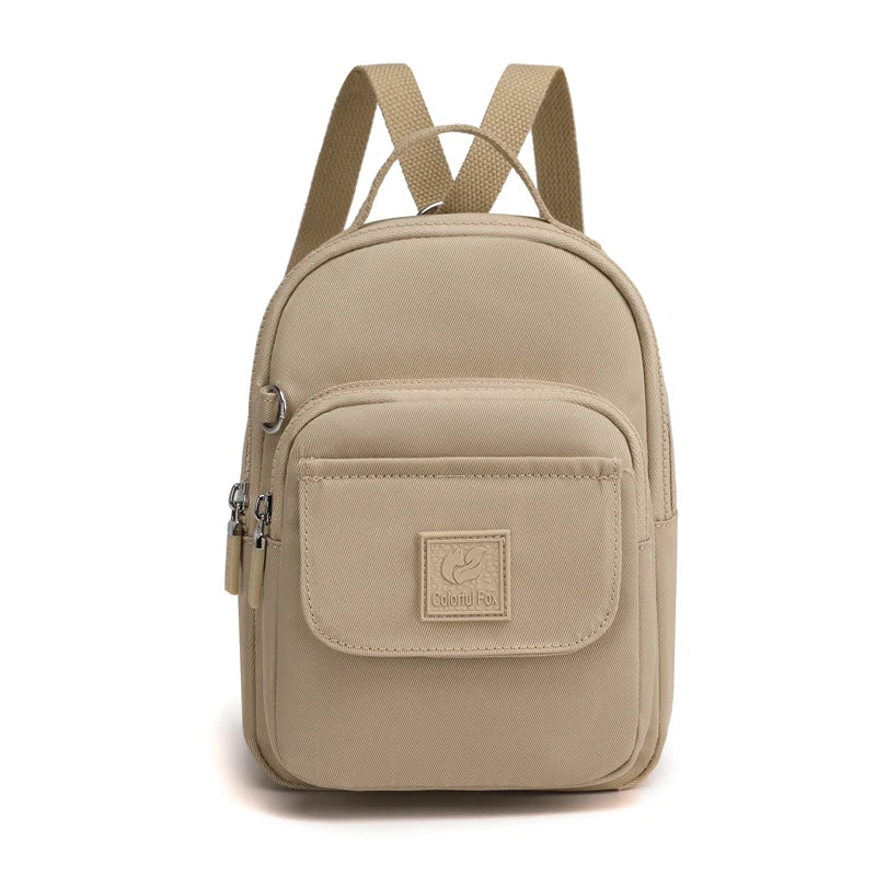 Small Women's Backpack Solid High Nylon School Bag