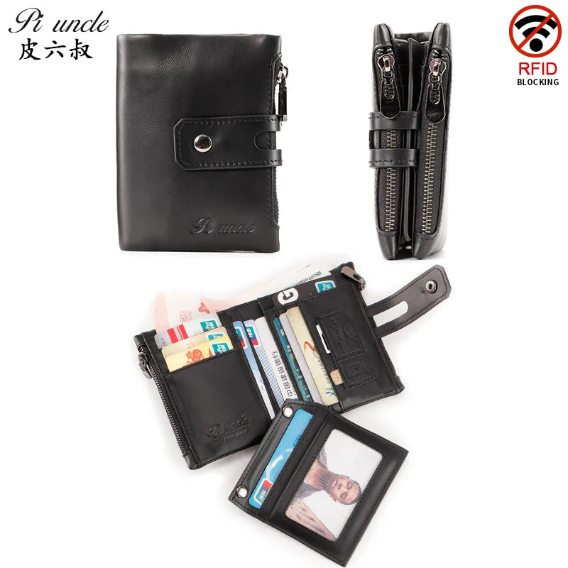 Small Zipper Leather Men Wallet Pocket Male Short Wallets