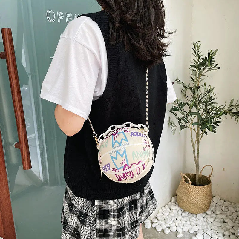 Women's Basketball Bag One Shoulder Messenger Chain Bag