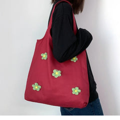Fresh Art Flower Canvas Shoulder Bag for Women