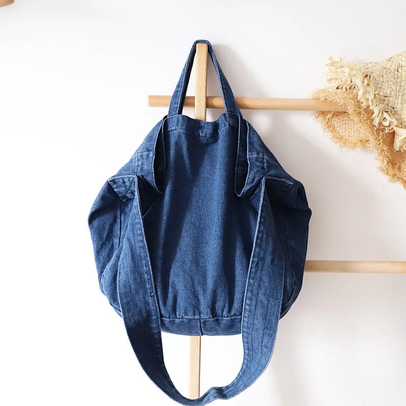 Canvas Handbag Solid Color Literary Shoulder Bag