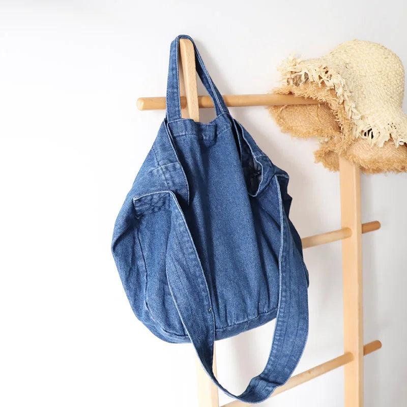 Canvas Handbag Solid Color Literary Shoulder Bag