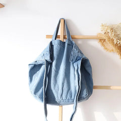 Canvas Handbag Solid Color Literary Shoulder Bag