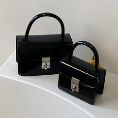 Small Square Leather Shoulder Bag with Chain Strap