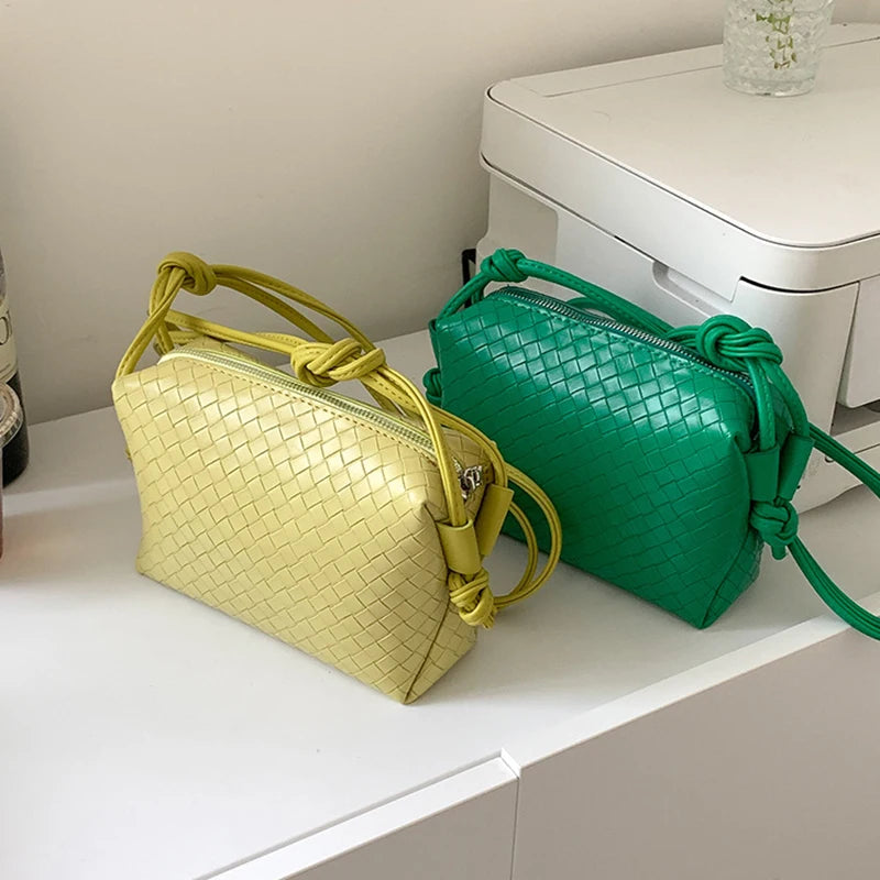 Braided Mini Shoulder Bag Small Square Handbag Female Niche Purse
