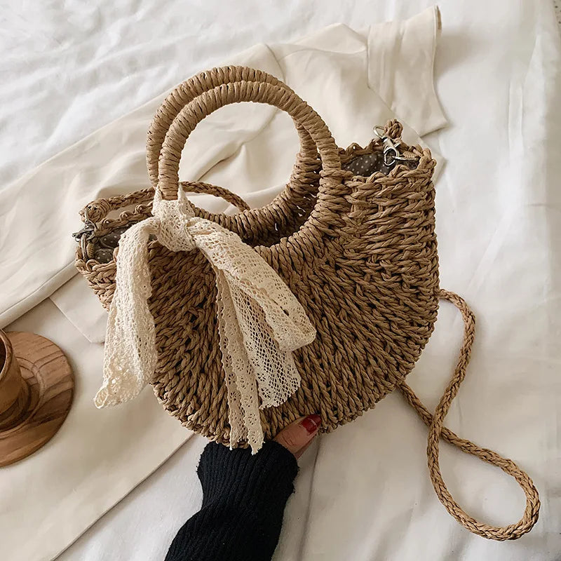 Small Straw Shoulder Bag Lady Handbag Joker