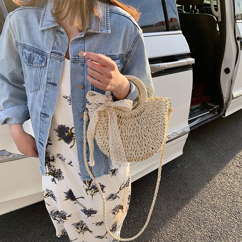 Small Straw Shoulder Bag Lady Handbag Joker