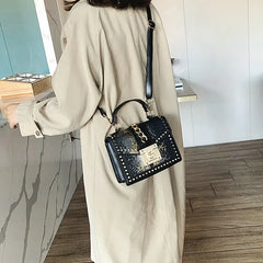 Snake Pattern Female Bag European Embossed Bag Chain Rivet Shoulder Bag
