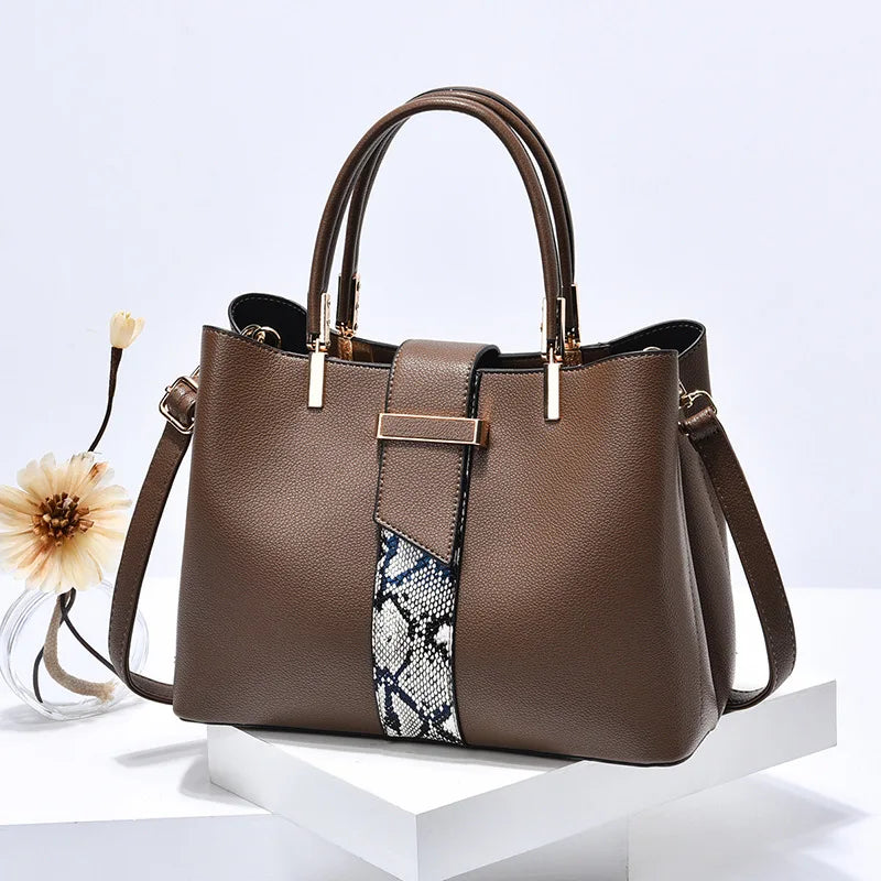 Vintage Snake Pattern Handbags for Women Shoulder Bag