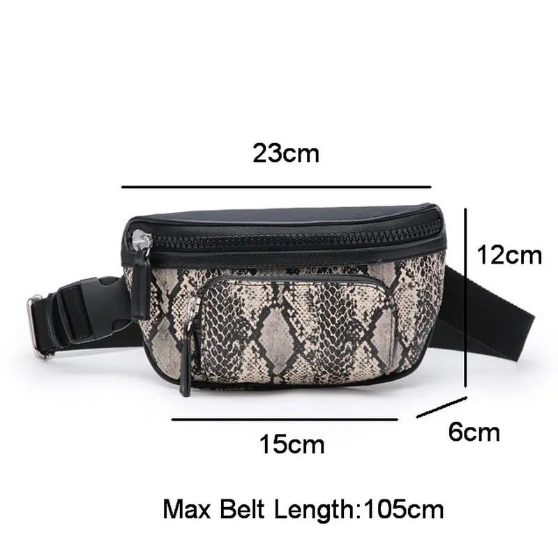 Snake Texture Women Belt Bum Bag High Women Fanny Packs