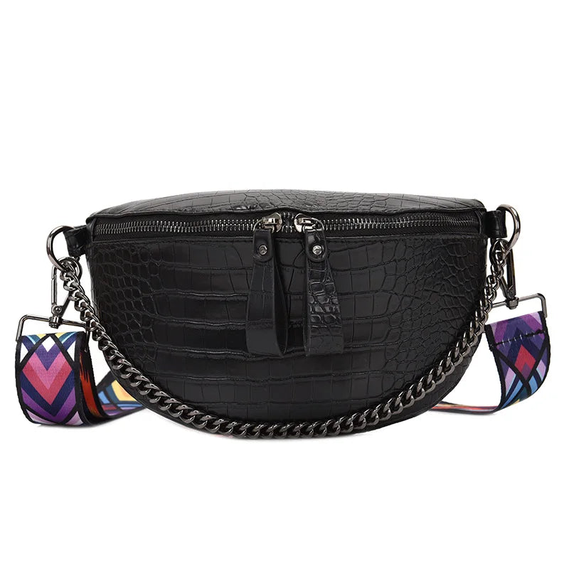 Snake Skin Shoulder Bag for Men and Women