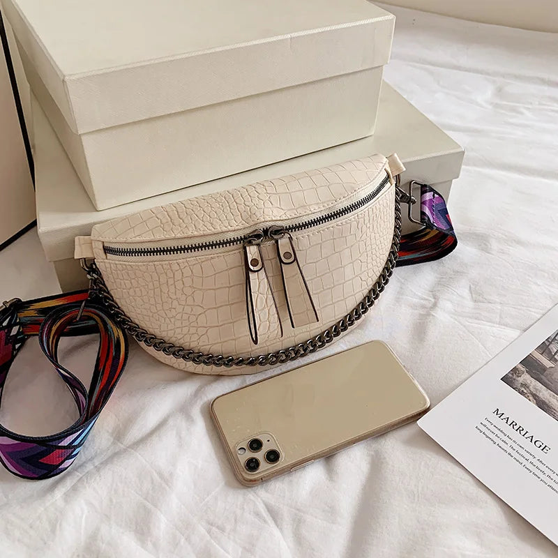 Snake Skin Shoulder Bag for Men and Women
