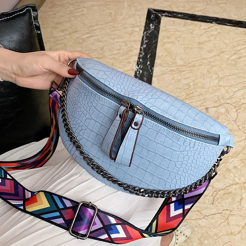 Snake Skin Shoulder Bag for Men and Women