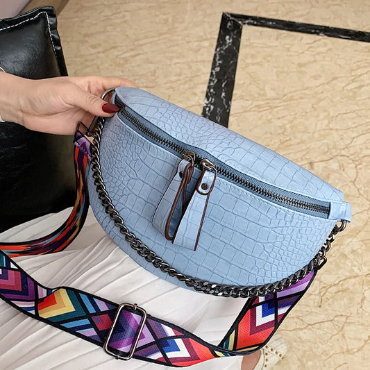 Snake Skin Shoulder Bag for Men and Women