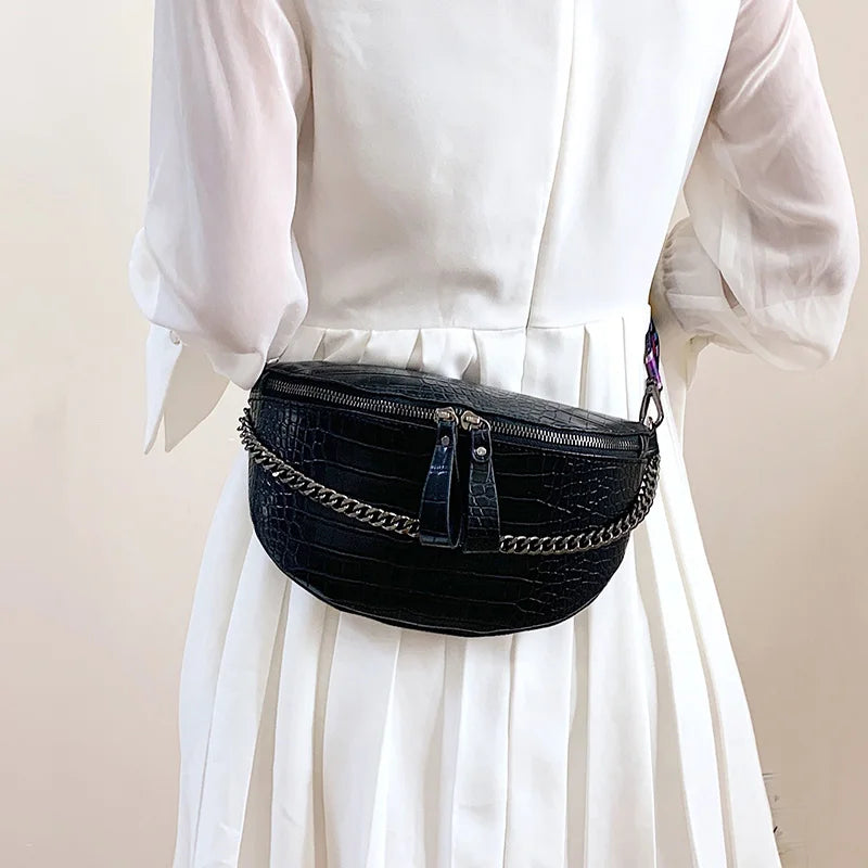 Snake Skin Shoulder Bag for Men and Women