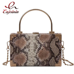 Snakeskin Box Style Purse Handbag Party Clutch Chain Shoulder Bag