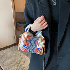Snakeskin Box Style Purse Handbag Party Clutch Chain Shoulder Bag