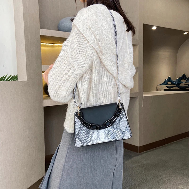 Snakeskin Pattern Handbag Shoulder Bag for Women