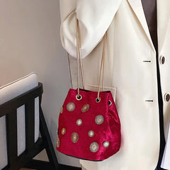 Snowflake Mini Handbags Tote Crossbody Bag with Golden Chain Shoulder Strap
