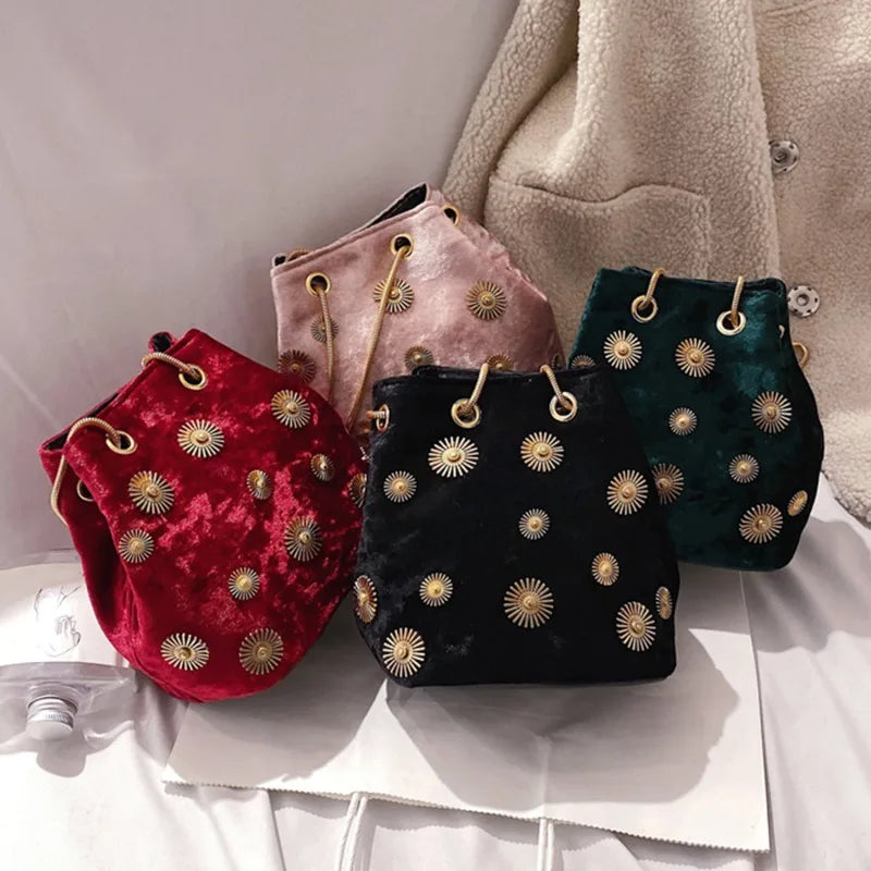 Snowflake Mini Handbags Tote Crossbody Bag with Golden Chain Shoulder Strap
