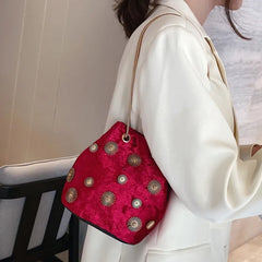 Snowflake Mini Handbags Tote Crossbody Bag with Golden Chain Shoulder Strap
