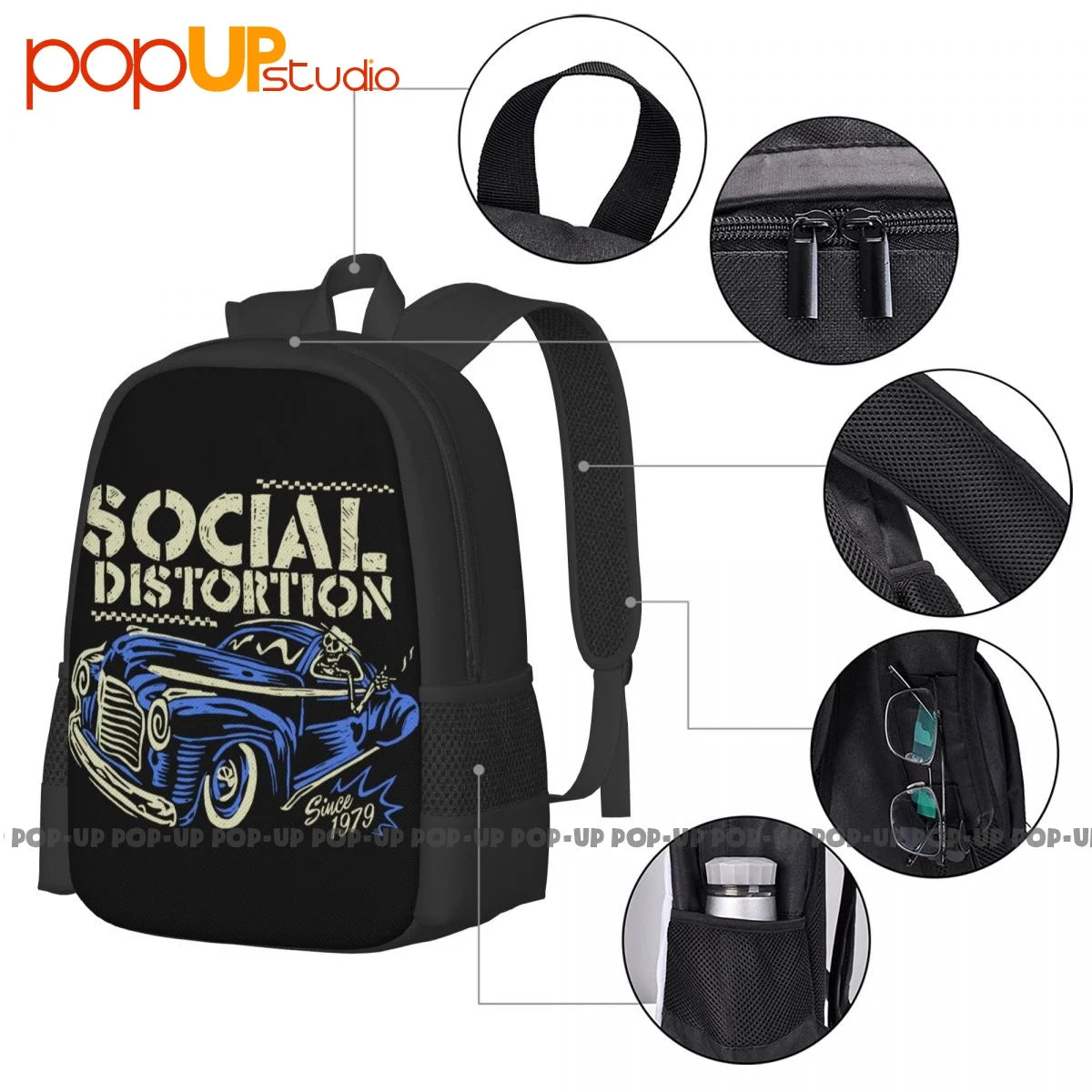 Social Distortion Ride Backpack Large Capacity Vintage Softback Gym Tote Bag