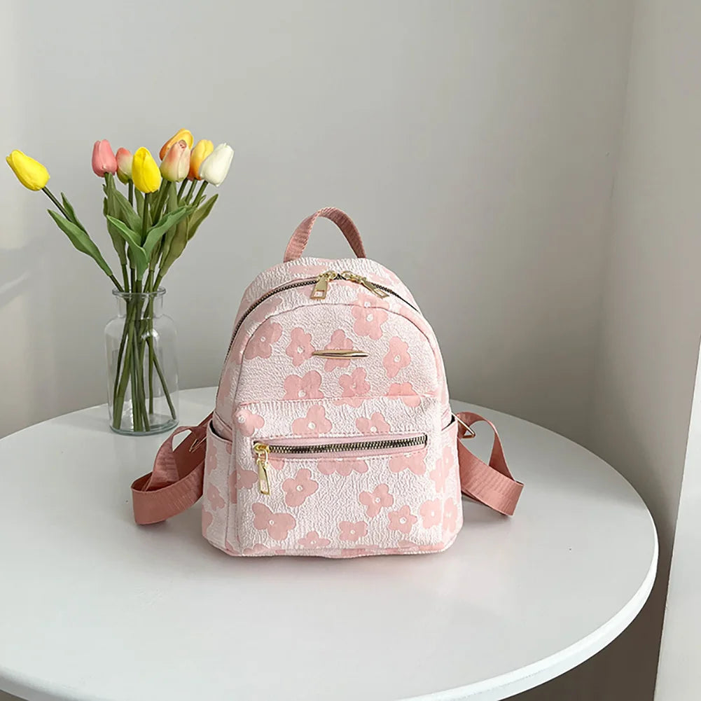 Canvas Flower Print Mini Backpack for Girls