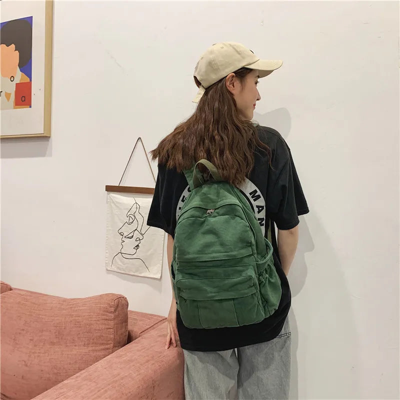 Canvas School Backpack for Students Travel Rucksack