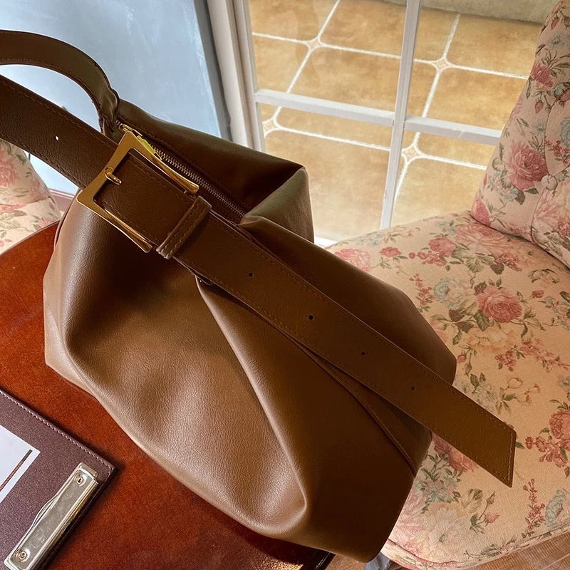 Soft Collapse Style Single Shoulder Bag 14inch Laptop Bag Big Bag Women's Sling
