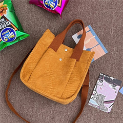 Corduroy Women's Shoulder Bag Large Capacity Shopping Handbag