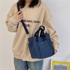 Corduroy Women's Shoulder Bag Large Capacity Shopping Handbag