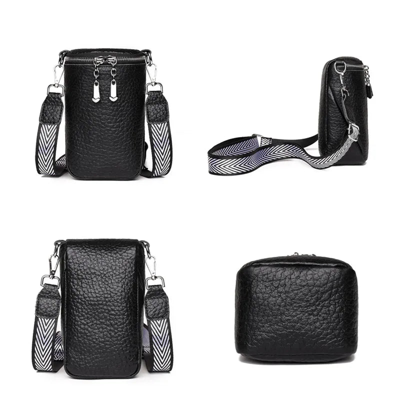Soft Cow Leather Girl Phone Messenger Bag Crossbody Shoulder Bag