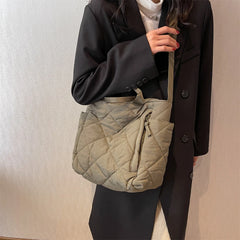 Quilted Small Messenger Shoulder Bag Padded Women Winter Purse