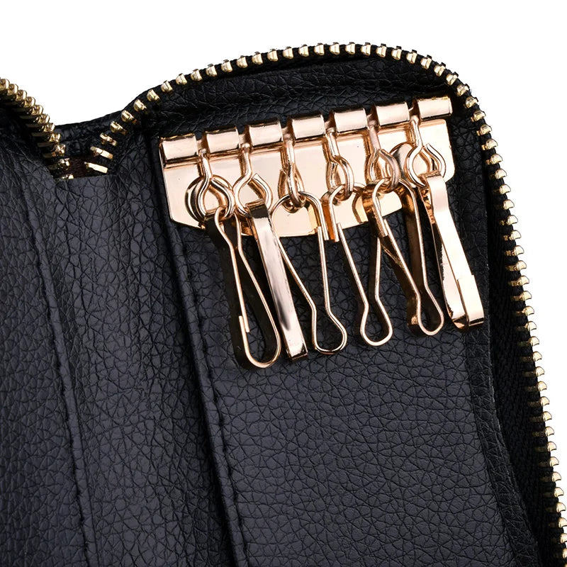 Soft Leather Key Case Bag Cover Multifunction Keychain Housekeeper Purse