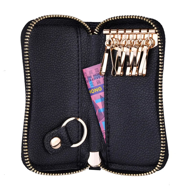Soft Leather Key Case Bag Cover Multifunction Keychain Housekeeper Purse