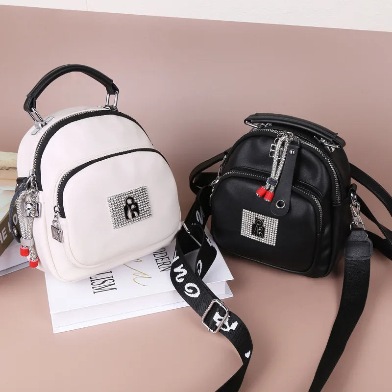 Soft Leather Backpack Female Ins Street With Multi-layer