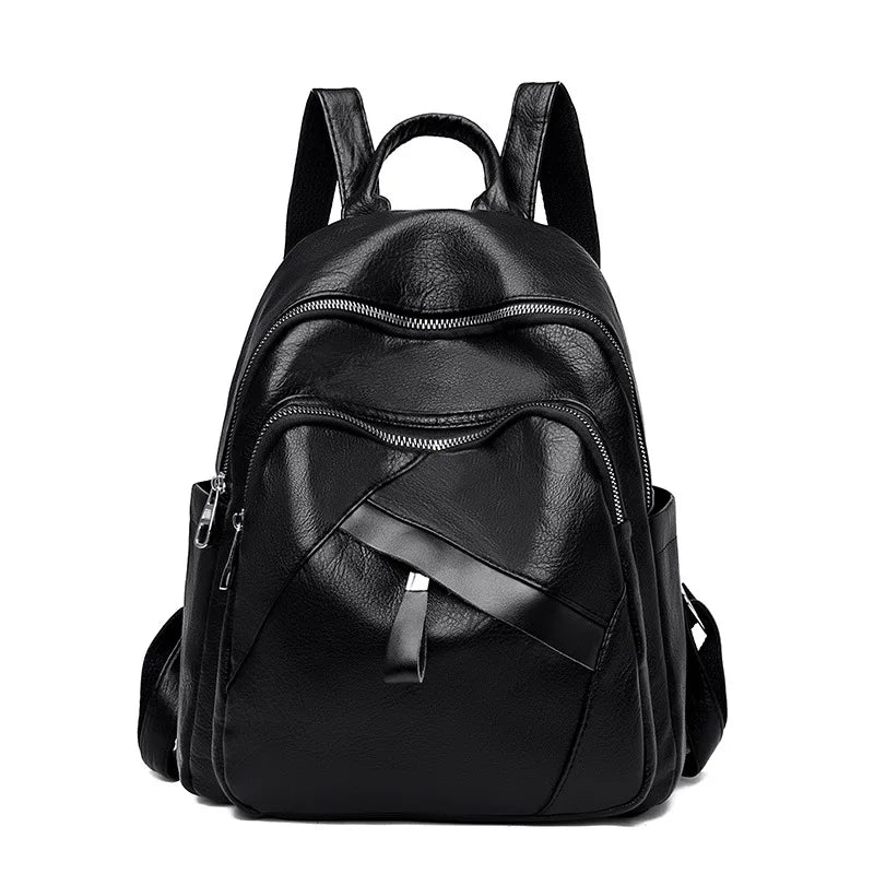 Large Capacity Soft Leather School Bag Backpack for Women