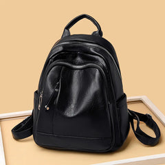 Large Capacity Soft Leather School Bag Backpack for Women