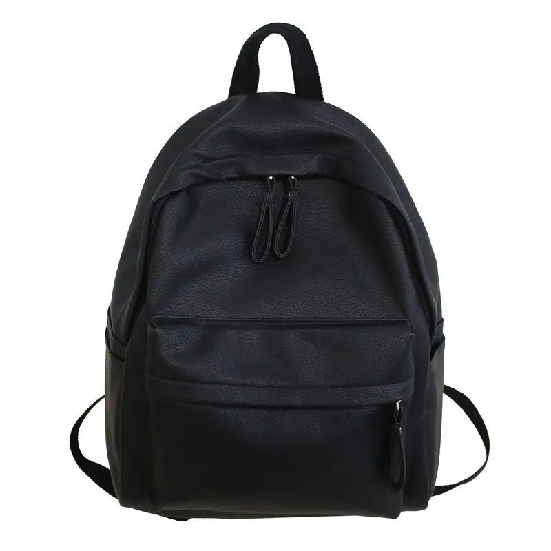 Soft Leather Backpacks High Women Laptop Backpack Solid College School Bags