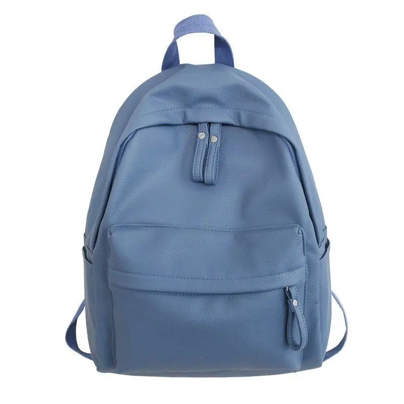 Soft Leather Backpacks High Women Laptop Backpack Solid College School Bags