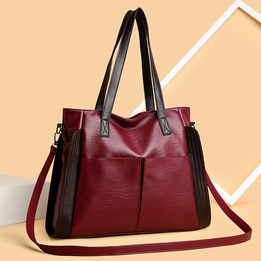 Leather Shoulder Bag Women Large Capacity Tote Handbag and Purse