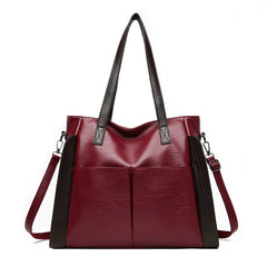 Large Capacity Leather Shoulder Bag Retro Tote Satchel Handbag